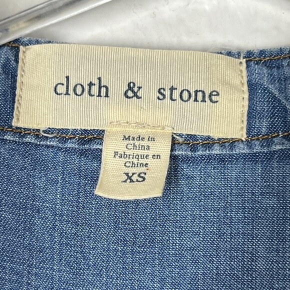 Anthropologie Chambray Dress Shift Peasant Blue Mini XS - Picture 5 of 8